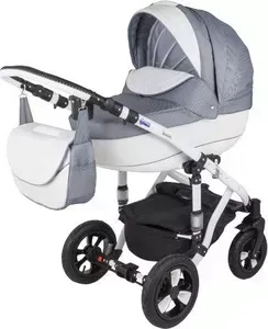 Коляска BEBE-MOBILE Toscana Eko Белый - Серый с Темно-Синим вкраплением (KBMTES50-0217786S)