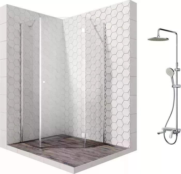 Душевой уголок Ambassador Diamond 90x90 с системой Am.Pm, правый, прозрачный, хром (12011111R, F0780700)