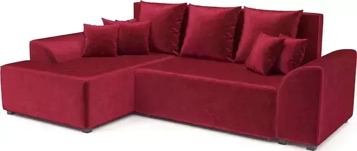 Диван угловой Mebel Ars Каскад левый угол (бархат красный STAR VELVET 3 DARK RED)