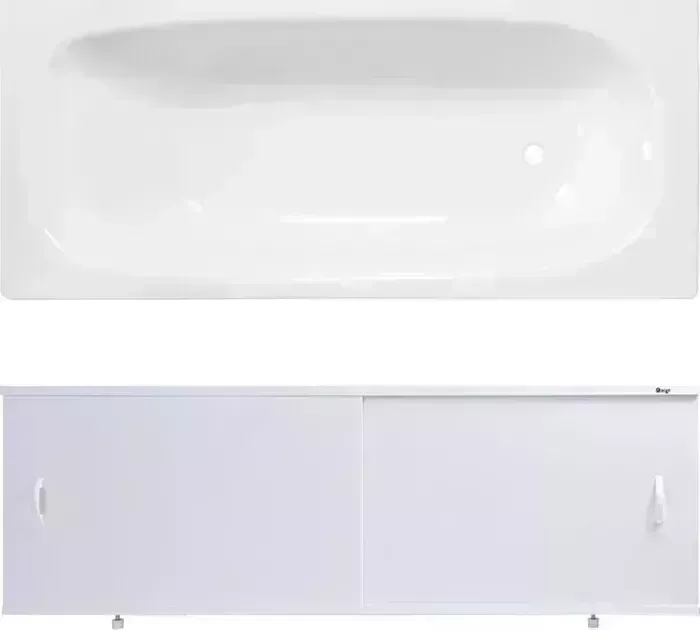 Стальная ванна ВИЗ Reimar 150x70 с экраном Emmy Эко и ножками, белая орхидея
