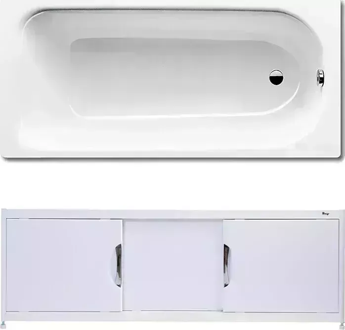 Стальная ванна Kaldewei Eurowa 310-1 150x70 с экраном Emmy Малибу и ножками