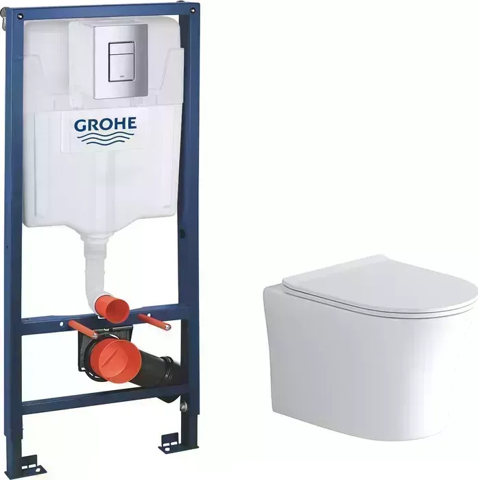 Комплект унитаза с инсталляцией Grossman Style с Grohe, сиденье микролифт (GR-4475S, 38772001)