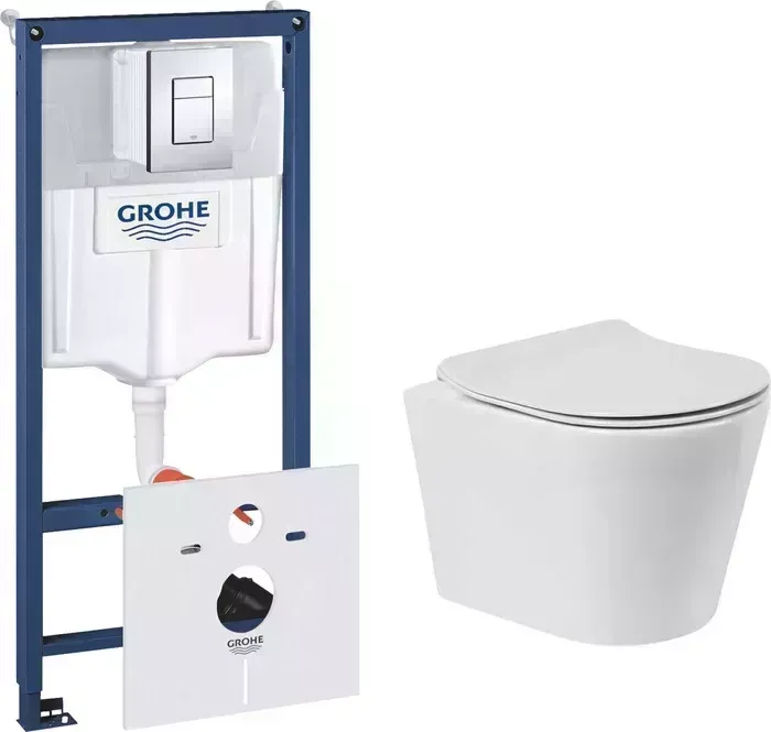 Комплект унитаза с инсталляцией BelBagno Flay-R с и сиденьем микролифт (BB053CHR, BB2034SC, 38775001)