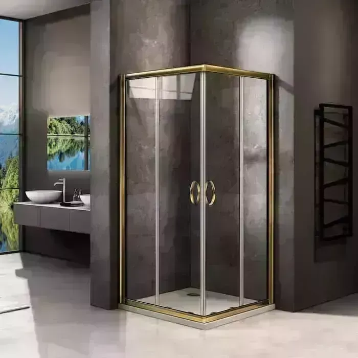 Душевой уголок Good Door Jazz CR 80x80 с поддоном, прозрачный, золото