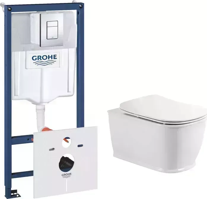 Комплект унитаза с инсталляцией BelBagno Prado с и сиденьем микролифт (BB10150CH, BB10150SC, 38775001)