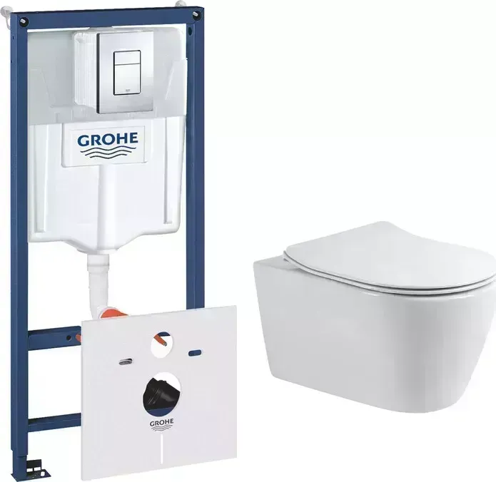 Комплект унитаза с инсталляцией BelBagno Marino с и сиденьем микролифт (BB105CHR, BB2034SC, 38775001)