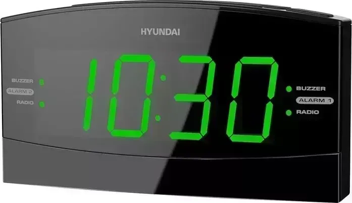 Радиобудильник Hyundai H-RCL238 черный LCD подсв:зеленая часы:цифровые FM