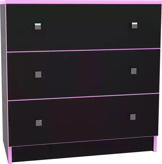 Комод МДК Black 3 ящика розовый (BL - КМ1Р)
