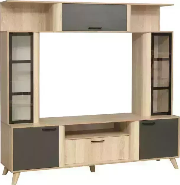Тумба под телевизор ОЛМЕКО ТВ Виста-19 дуб сонома/диамант серый, профиль: Masa Decor дуб сонома/стекло (OLMP002549)