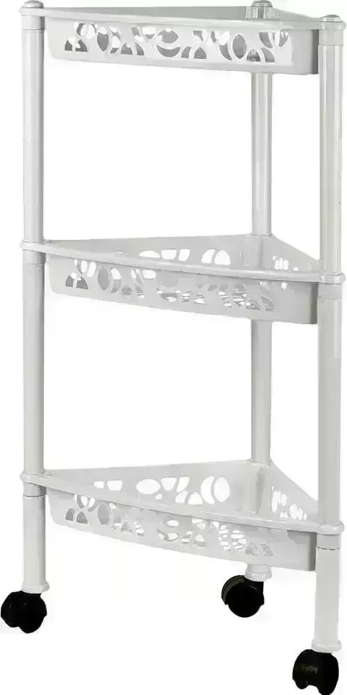 Этажерка KEEPLEX KL283212048 Light на колесиках трехсекционная угловая 38,3х22,2х69см белое облако
