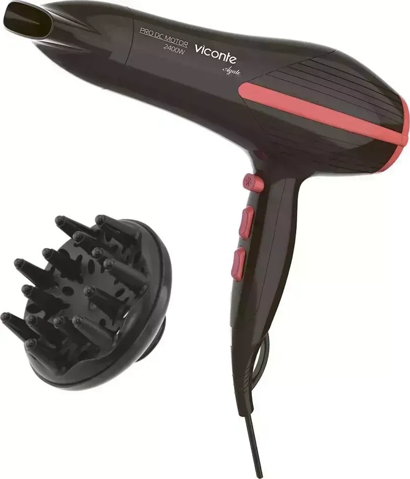 Фен VICONTE VC-3752 черный с красным