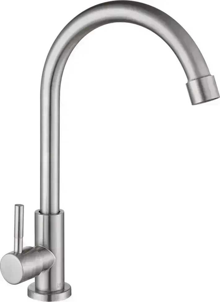 Смеситель для кухни GOTA ROCIO G100311-GOTA Steel нерж.ст д/ моно/ питьевой воды с высоким изливом креп.гайка d25