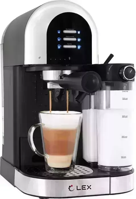 Кофеварка Lex с капучинатором LXCM 3503-1 (черная) рожковая