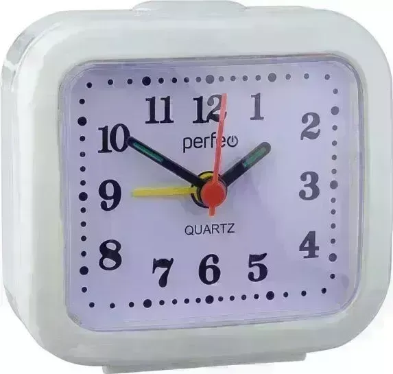 Часы настольные PERFEO (PF_C3097) Quartz "PF-TC-004", прямоугольные 8*7,5 см, белые
