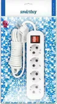 Удлинитель SMARTBUY (SBE-16-4-05-ZS) 4 гнз х 5,0 м (16А/3.5кВт, ПВС 3х1.0) с заземлением 4 х м