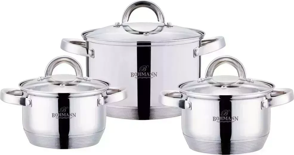 Набор посуды BOHMANN BH - 06-395 /6пр/2,9л; 3,9л; 5,1л /9-ти шаговое дно (х4)