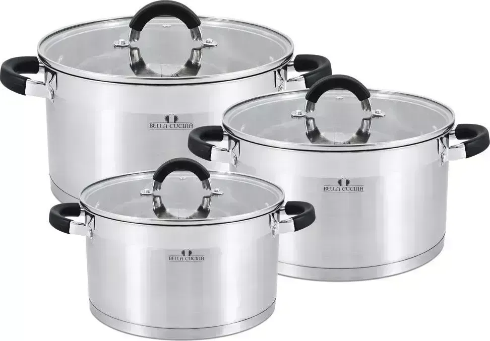 Набор посуды BELLA CUCINA BC-2104 , 6пр, 1,8л, 2,5л, 3,5л, нерж. сталь