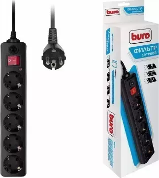 Сетевой фильтр BURO 500SH-1.8-B 1.8м 5 розеток черный