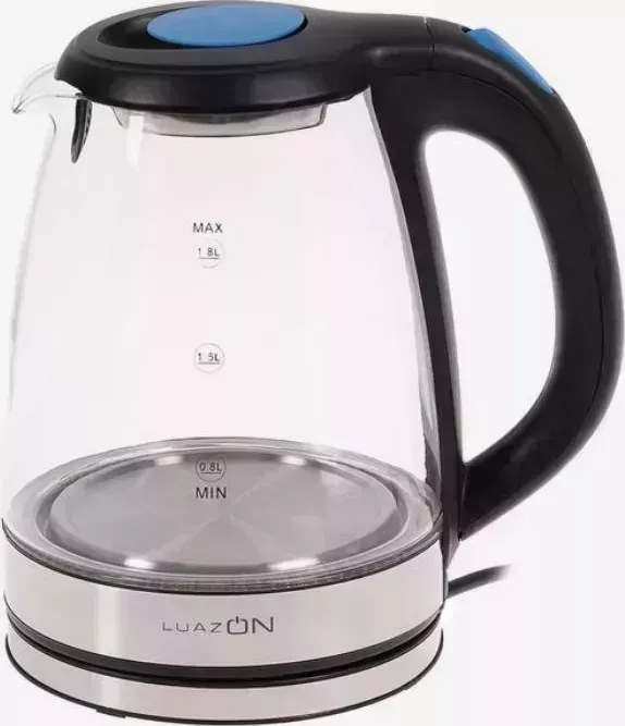 Чайник электрический LUAZON HOME LSK-1802, стекло, 1.8 л, 1500 Вт, подсветка, чёрно-синий 3894964