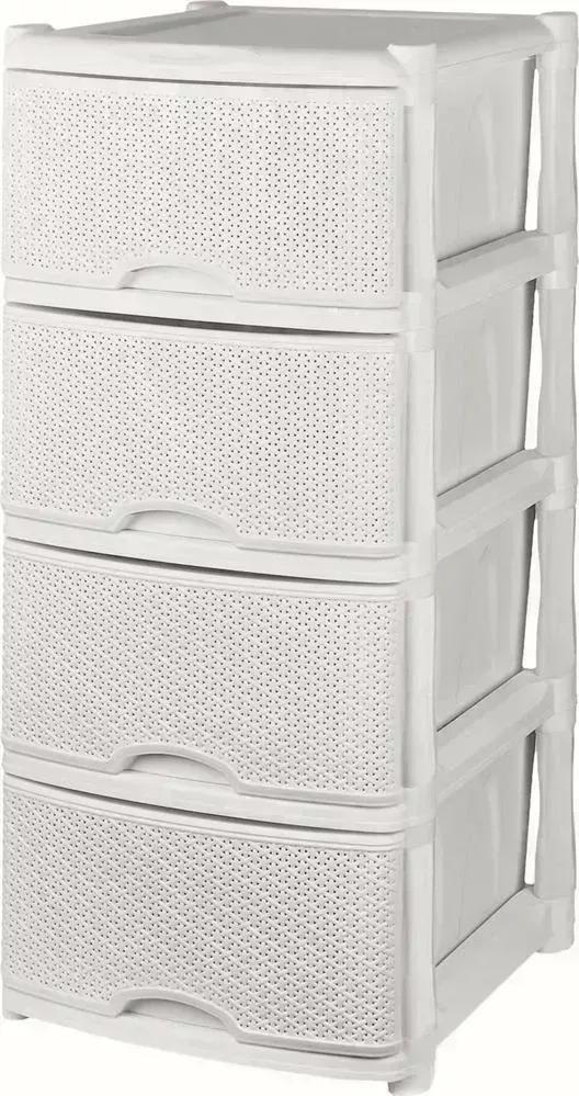 Комод KEEPLEX KL377312048 Rattan четырехсекционный 50х41,5х55,5см белое облако