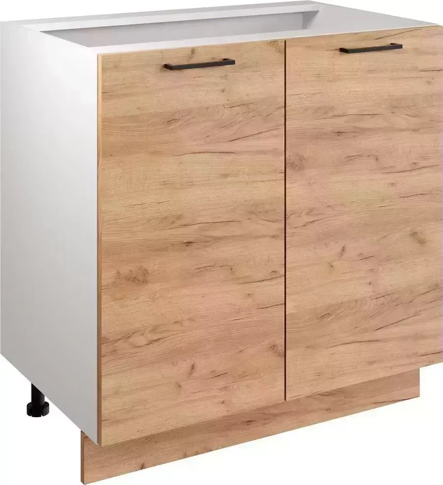Шкаф нижний Мебель-Комплекс 80см с двумя дверцами Simple Н800 Дуб золотой крафт/ Белый (1 кор.)