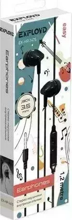 Наушники EXPLOYD (EX-HP-1475) 3.5mm/чёрный/1.2М/Easy