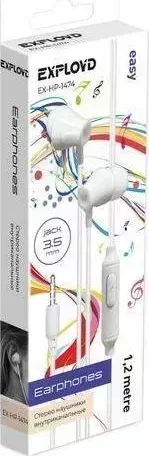 Наушники EXPLOYD (EX-HP-1474) 3.5mm/белый/1.2М/Easy