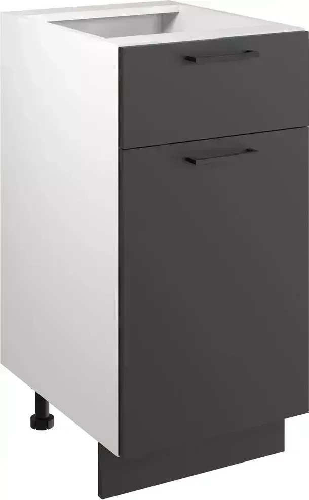 Шкаф нижний Мебель-Комплекс 40см с одним ящ. и с одной дв. Simple Н400-1Я Антрацит/ Белый (1 кор.)