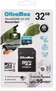 Карта памяти OLTRAMAX MicroSDHC 32GB Class 10 (U1) V10 Recorder + адаптер ( SD 95 MB/s) 10 + ( SD 95