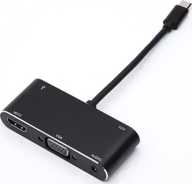 Переходник ATCOM (AT2810) 0.1М Type-C(m) => HDMI+VGA+USB