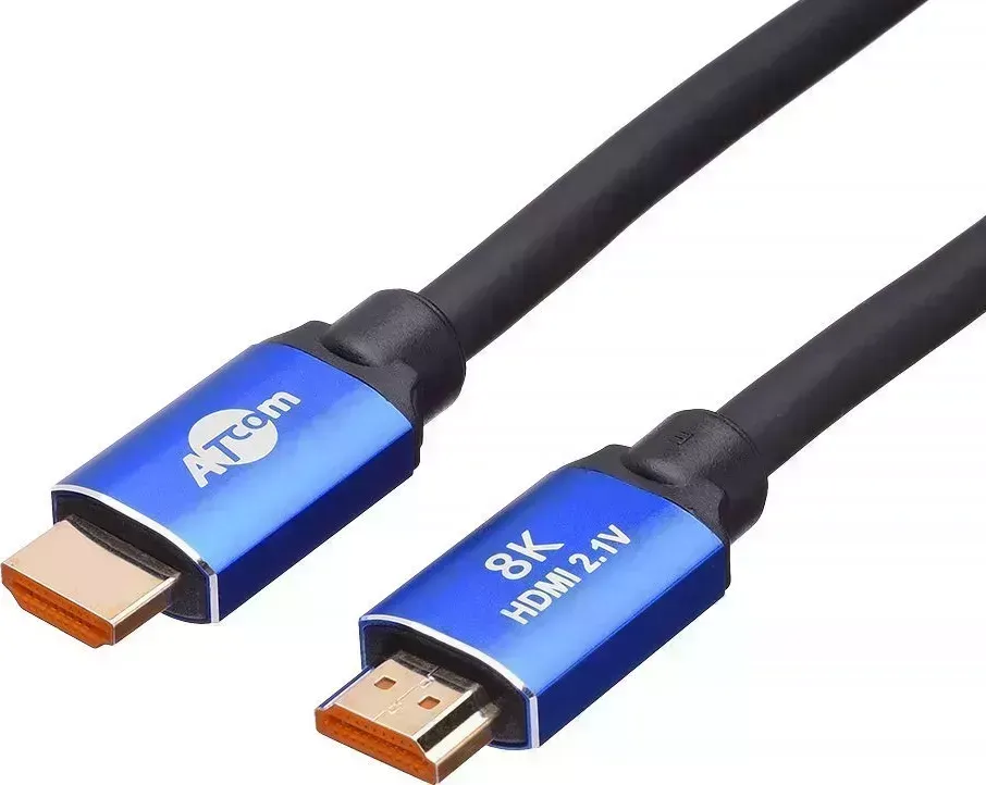 Кабель HDMI ATCOM (AT8884) 2 м (HIGH speed, Metal gold, блистер) 8K VER 2.1 2 м 8K