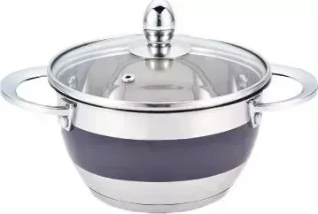 Кастрюля с крышкой GREEN POINT 2211P-GP с 1,5л, 16х9см,нерж.сталь, фиолетов. кастрюля с