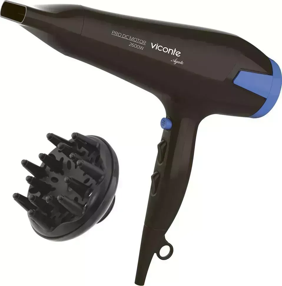 Фен VICONTE VC-3753 черный с синим