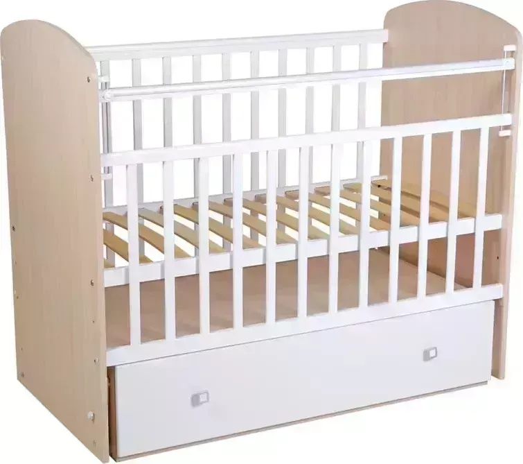 Кроватка детская ФЕЯ 750, дуб пастельный-белый (1 кор.)