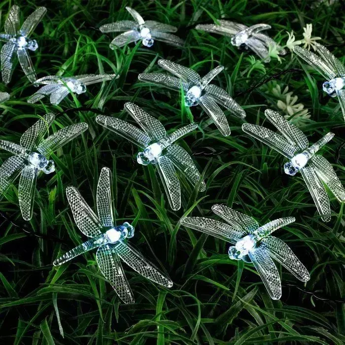 Гирлянда LUAZON LIGHTING Нить 4.5 м с насадками Стрекозы, IP44, тёмная нить, 30 LED, свечение белое, 2 режима, солнечна� на солнечной батарее м с 30 2 солнечная батарея 6253364