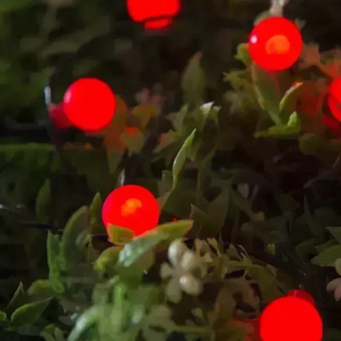 Гирлянда LUAZON LIGHTING Нить 4.5 м с насадками &quot;Шарики&quot;, IP44, тёмная нить, 30 LED, свечение красное, 2 режима, солнечн� на солнечной батарее м с "Шарики", 30 2 солнечная батарея 4137039