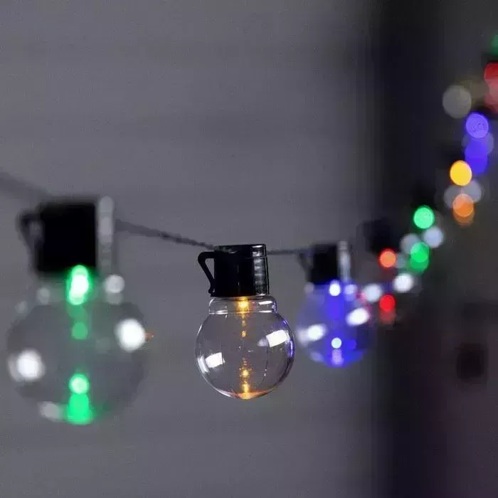 Гирлянда LUAZON LIGHTING Нить 2.7 м с насадками Шары, IP44, тёмная нить, 10 LED, свечение мульти, 8 режимов, солнечная б на солнечной батарее м с 10 8 батарея 9399597