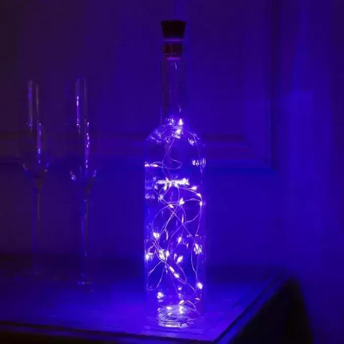 Гирлянда LUAZON LIGHTING Нить 2 м роса с пробкой, IP44, серебристая нить, 20 LED, свечение фиолетовое, фиксинг, солне� на солнечной батарее 2 м с 20 солнечная батарея 5189867