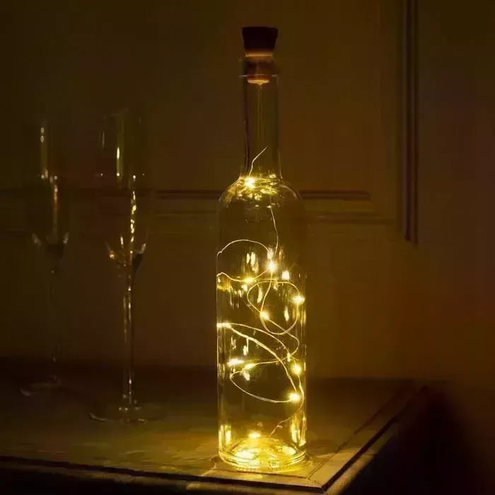 Гирлянда LUAZON LIGHTING Нить 1 м роса с пробкой, IP44, серебристая нить, 10 LED, свечение тёплое белое, фиксинг, солн на ечной батарее 1 м с 10 ечная батарея 5189861
