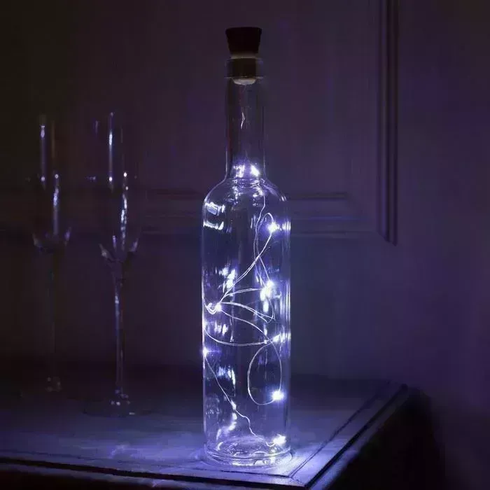 Гирлянда LUAZON LIGHTING Нить 1 м роса с пробкой, IP44, серебристая нить, 10 LED, свечение белое, фиксинг, солнечная б на солнечной батарее 1 м с 10 батарея 5189860