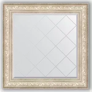 Зеркало Evoform с гравировкой Exclusive-G 90x90 см, в багетной раме - виньетка серебро 109 мм (BY 4340)