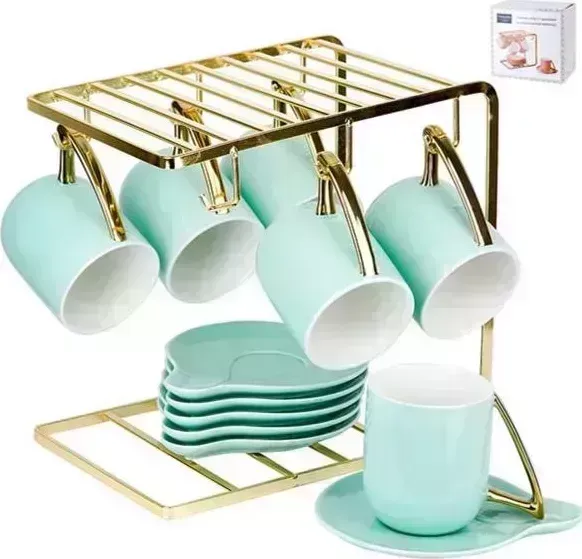 Чайный набор NOUVELLE HOME на металлической подставке 12пр. "5th Avenue. Mint" 1400023