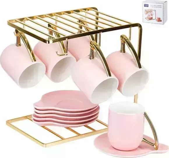 Чайный набор NOUVELLE HOME на металлической подставке 12пр. "5th Avenue. Pink" 1400015