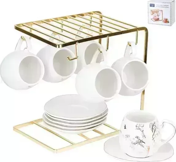 Чайный набор NOUVELLE HOME на металлической подставке 12пр. "5th Avenue.Golden Forest" 1400039