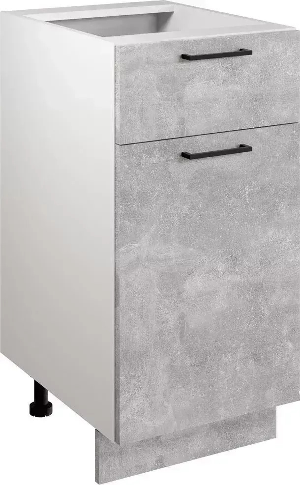 Шкаф нижний Мебель-Комплекс 40см с одним ящ. и с одной дв. Simple Н400-1Я Ателье светлый/ Белый (1 кор.)