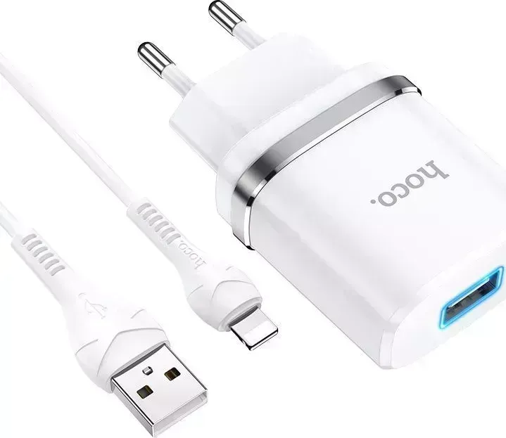 Сетевой адаптер HOCO (6931474730947) N1i White + кабель Lightning