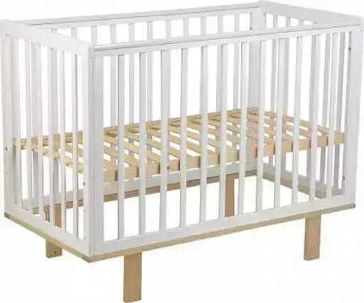 Кровать POLINI Кроватка детская kids Simple 340, белый- натуральный (1кор)