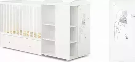 Кровать POLINI Кроватка детская kids French 800, Amis, с комодом, белый (4кор)