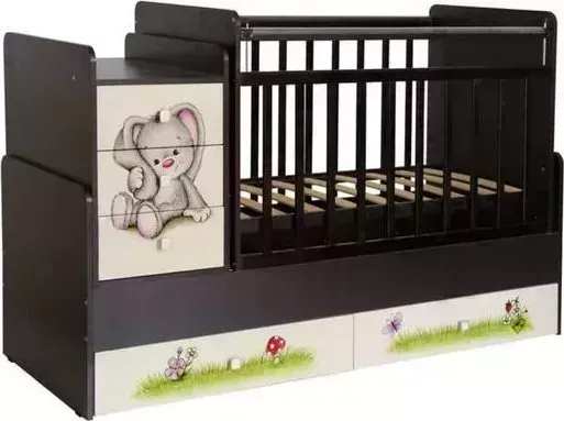 Кровать ФЕЯ детская 1100 Зайчонок, венге-бежевый (2кор)