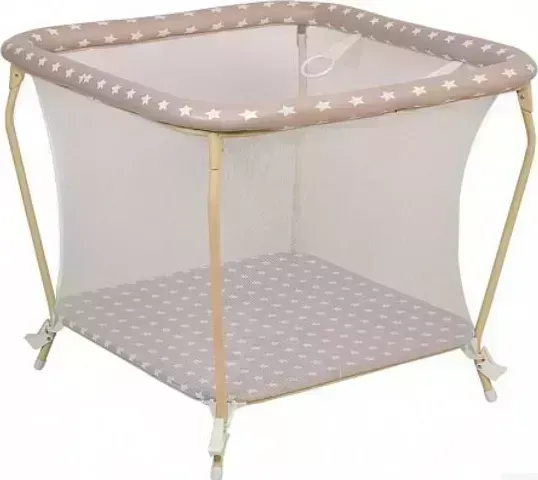 Манеж POLINI kids Квадрат Звезды, макиато-белый (1кор)